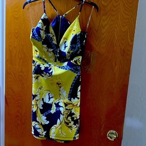 Blue and yellow dress never used